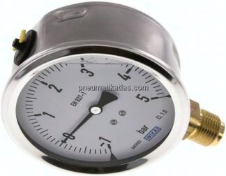 Glycerin-Manometer senkrecht (CrNi/Ms),100mm, -1 bis 5 bar