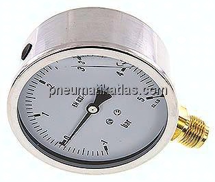 Glycerin-Manometer senkrecht (CrNi/Ms),100mm, -1 bis 5 bar