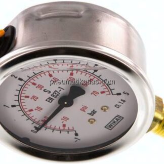 Glycerin-Manometer senkrecht (CrNi/Ms), 63mm, -1 bis 5 bar