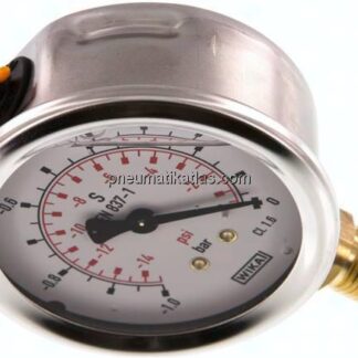 Glycerin-Manometer senkrecht (CrNi/Ms), 63mm, -1 bis 0 bar