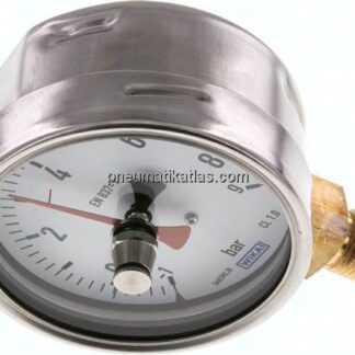 Manometer senkrecht (CrNi/Ms), 100mm, -1 bis 9 bar