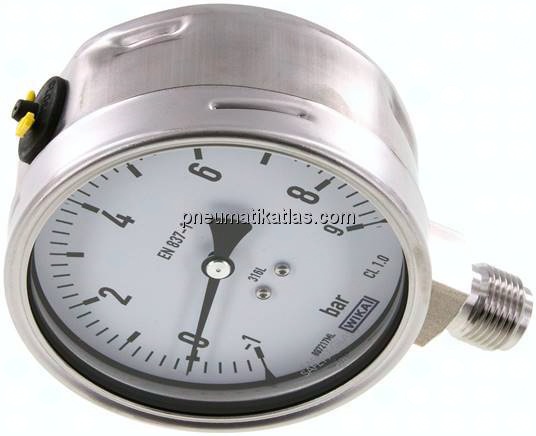Chemie-Manometer senkrecht, 100mm, -1 bis 9 bar