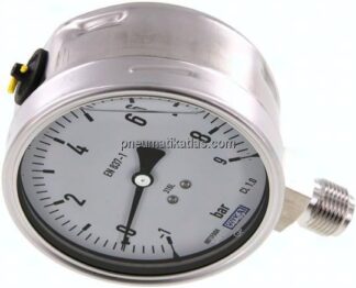 Chemie-Glycerin-Manometer senkrecht,100mm, -1 bis 9 bar