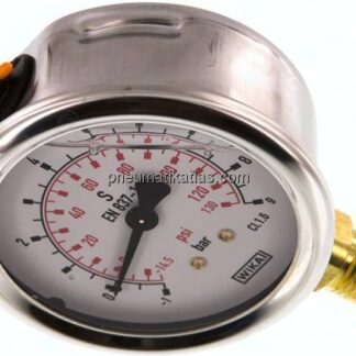 Glycerin-Manometer senkrecht (CrNi/Ms), 63mm, -1 bis 9 bar