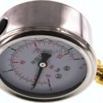 Glycerin-Manometer senkrecht (CrNi/Ms), 63mm, -1 bis 9 bar