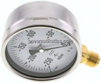 Manometer senkrecht 100mm, -0,25 bar bis 0 bar mbar, G 1/2"