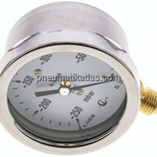 Manometer senkrecht 63mm, -0,25 bar bis 0 bar mbar, G 1/4"