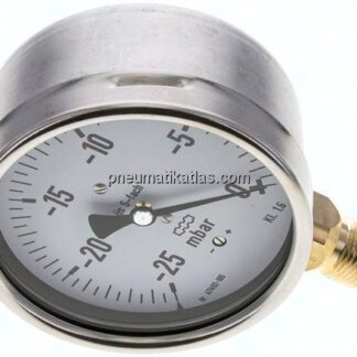 Manometer senkrecht 100mm, -0,025 bar bis 0 bar mbar, G 1/2"
