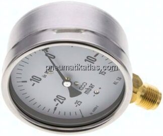 Manometer senkrecht 100mm, -0,025 bar bis 0,015 bar mbar, G 1/2"