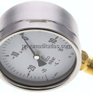 Manometer senkrecht 100mm, -0,025 bar bis 0,015 bar mbar, G 1/2"
