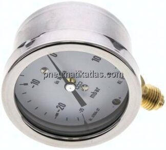 Manometer senkrecht 63mm, -0,025 bar bis 0,015 bar mbar, G 1/4"
