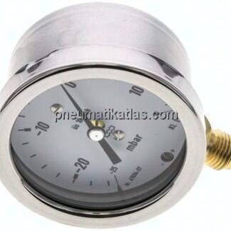 Manometer senkrecht 63mm, -0,025 bar bis 0,015 bar mbar, G 1/4"