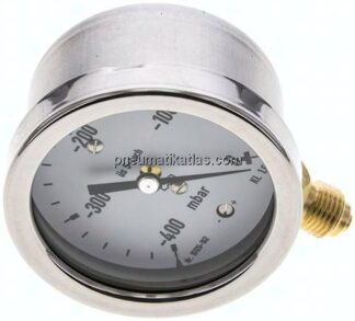 Manometer senkrecht 63mm, -0,4 bar bis 0 bar mbar, G 1/4"