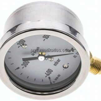 Manometer senkrecht 63mm, -0,4 bar bis 0 bar mbar, G 1/4"