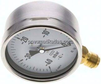 Manometer senkrecht 100mm, -0,04 bar bis 0 bar mbar, G 1/2"