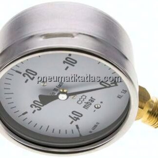 Manometer senkrecht 100mm, -0,04 bar bis 0 bar mbar, G 1/2"