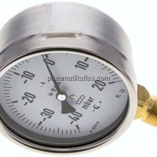 Manometer senkrecht 100mm, -0,04 bar bis 0,02 bar mbar, G 1/2"
