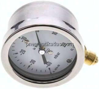 Manometer senkrecht 63mm, -0,04 bar bis 0,02 bar mbar, G 1/4"