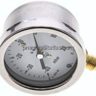 Manometer senkrecht 63mm, -0,04 bar bis 0,02 bar mbar, G 1/4"