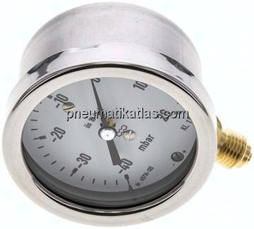 Manometer senkrecht 63mm, -0,04 bar bis 0,02 bar mbar, G 1/4"