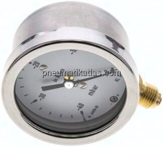 Manometer senkrecht 63mm, -0,04 bar bis 0 bar mbar, G 1/4"