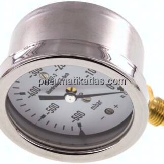 Manometer senkrecht 63mm, -0,6 bar bis 0 bar mbar, G 1/4"