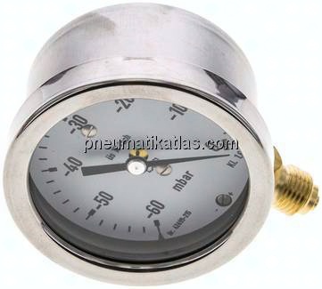 Manometer senkrecht 63mm, -0,06 bar bis 0 bar mbar, G 1/4"