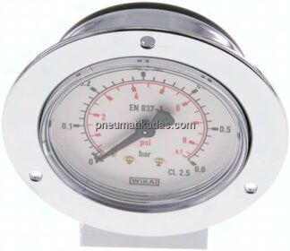 Einbaumanometer (CrNi/Ms), Frontring, 63mm, 0 - 0,6 bar