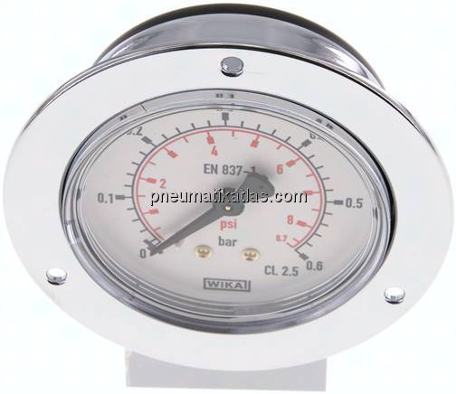 Einbaumanometer (CrNi/Ms), Frontring, 63mm, 0 - 0,6 bar