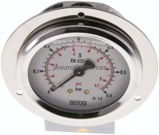 Glycerin-Einbaumanometer,Frontring, 63mm, 0 - 0,6 bar
