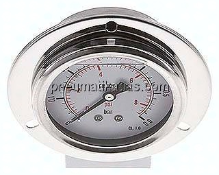 Glycerin-Einbaumanometer,Frontring, 63mm, 0 - 0,6 bar