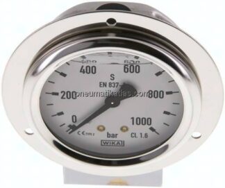 Glycerin-Einbaumanometer,Frontring, 63mm, 0 - 1000 bar