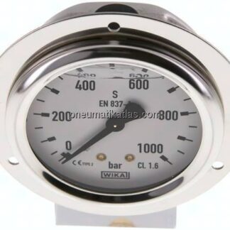Glycerin-Einbaumanometer,Frontring, 63mm, 0 - 1000 bar
