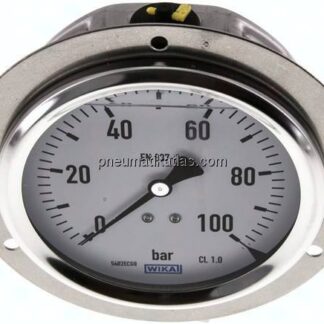 Glycerin-Einbaumanometer,Frontring, 100mm, 0 - 100 bar