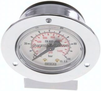 Einbaumanometer (CrNi/Ms), Frontring, 50mm, 0 - 100 bar