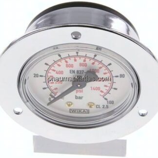 Einbaumanometer (CrNi/Ms), Frontring, 50mm, 0 - 100 bar