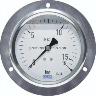 Glycerin-Einbaumanometer,Frontring, 100mm, 0 - 2,5 bar