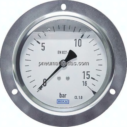 Glycerin-Einbaumanometer,Frontring, 100mm, 0 - 2,5 bar