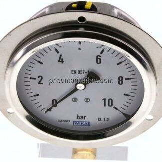 Glycerin-Einbaumanometer,Frontring, 100mm, 0 - 10 bar