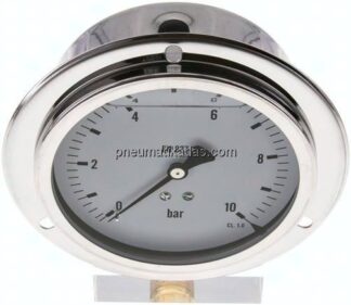 Glycerin-Einbaumanometer,Frontring, 100mm, 0 - 10 bar