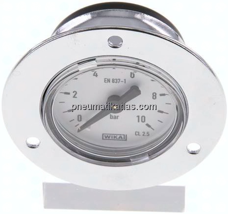 Einbaumanometer (CrNi/Ms), Frontring, 40mm, 0 - 10 bar