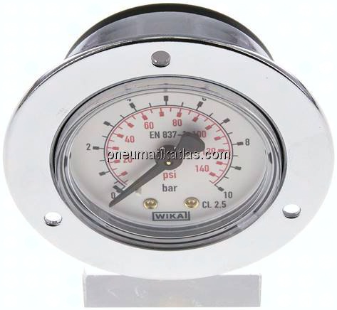 Einbaumanometer (CrNi/Ms), Frontring, 50mm, 0 - 10 bar