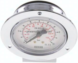 Einbaumanometer (CrNi/Ms), Frontring, 63mm, 0 - 10 bar