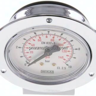 Einbaumanometer (CrNi/Ms), Frontring, 63mm, 0 - 10 bar
