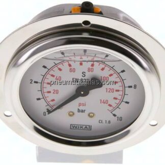 Glycerin-Einbaumanometer,Frontring, 63mm, 0 - 10 bar