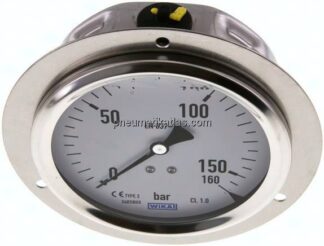 Glycerin-Einbaumanometer,Frontring, 100mm, 0 - 160 bar