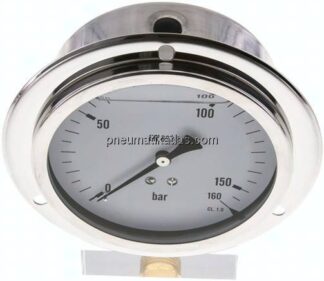 Glycerin-Einbaumanometer,Frontring, 100mm, 0 - 160 bar