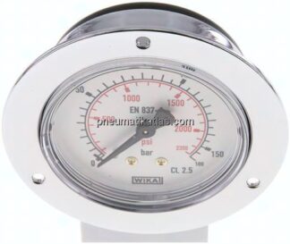 Einbaumanometer (CrNi/Ms), Frontring, 63mm, 0 - 160 bar