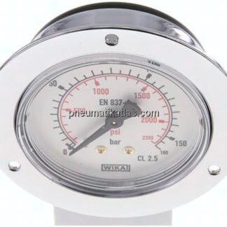 Einbaumanometer (CrNi/Ms), Frontring, 63mm, 0 - 160 bar