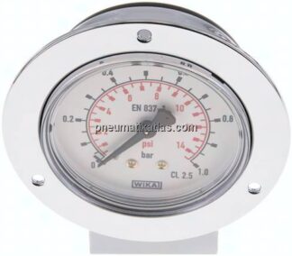Einbaumanometer (CrNi/Ms), Frontring, 63mm, 0 - 1 bar